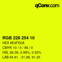 Color code: RGB 228 254 10 | qconv.com