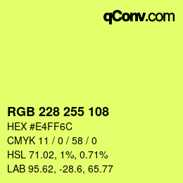 Color code: RGB 228 255 108 | qconv.com