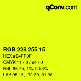 Color code: RGB 228 255 15 | qconv.com