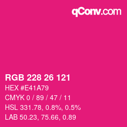 Color code: RGB 228 26 121 | qconv.com