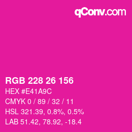 颜色代码: RGB 228 26 156 | qconv.com