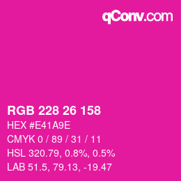 颜色代码: RGB 228 26 158 | qconv.com