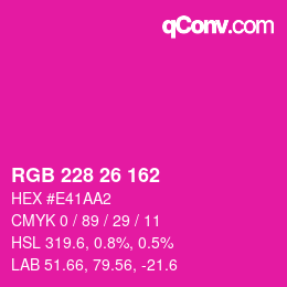 Color code: RGB 228 26 162 | qconv.com
