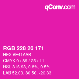 Color code: RGB 228 26 171 | qconv.com