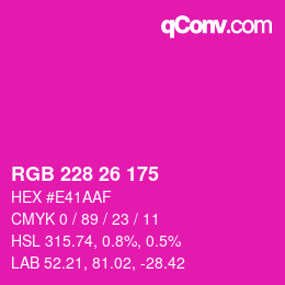 Color code: RGB 228 26 175 | qconv.com