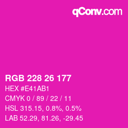 Color code: RGB 228 26 177 | qconv.com