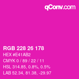 Color code: RGB 228 26 178 | qconv.com