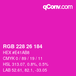 カラーコード: RGB 228 26 184 | qconv.com
