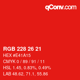 Color code: RGB 228 26 21 | qconv.com