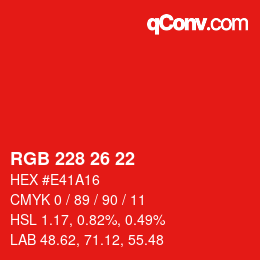 Color code: RGB 228 26 22 | qconv.com