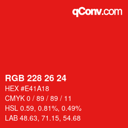 颜色代码: RGB 228 26 24 | qconv.com