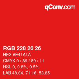 Color code: RGB 228 26 26 | qconv.com