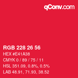Color code: RGB 228 26 56 | qconv.com