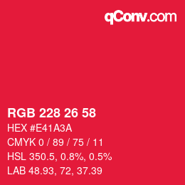 Color code: RGB 228 26 58 | qconv.com