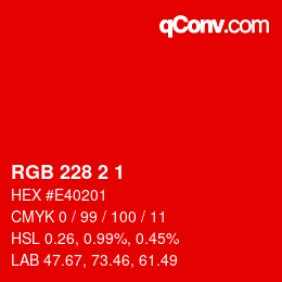 カラーコード: RGB 228 2 1 | qconv.com