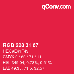 Color code: RGB 228 31 67 | qconv.com