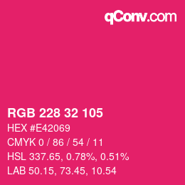 颜色代码: RGB 228 32 105 | qconv.com