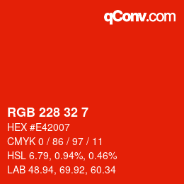 颜色代码: RGB 228 32 7 | qconv.com