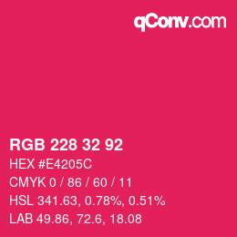 颜色代码: RGB 228 32 92 | qconv.com