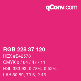 颜色代码: RGB 228 37 120 | qconv.com