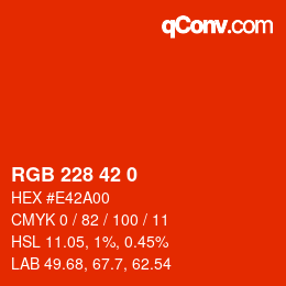 Color code: RGB 228 42 0 | qconv.com