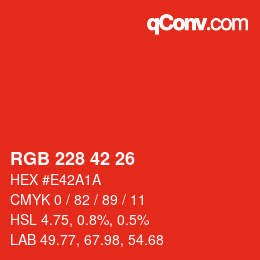 カラーコード: RGB 228 42 26 | qconv.com