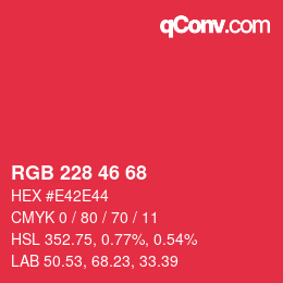 Color code: RGB 228 46 68 | qconv.com