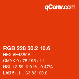 カラーコード: RGB 228 56.2 10.6 | qconv.com