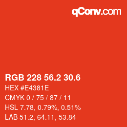 カラーコード: RGB 228 56.2 30.6 | qconv.com
