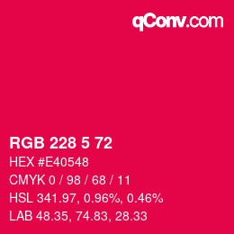 カラーコード: RGB 228 5 72 | qconv.com