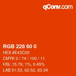 Color code: RGB 228 60 0 | qconv.com