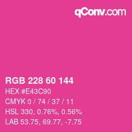 カラーコード: RGB 228 60 144 | qconv.com