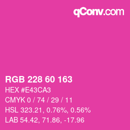 カラーコード: RGB 228 60 163 | qconv.com
