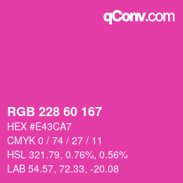 カラーコード: RGB 228 60 167 | qconv.com