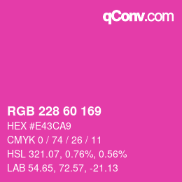 カラーコード: RGB 228 60 169 | qconv.com