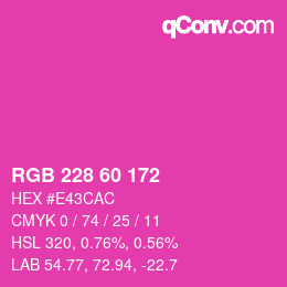 カラーコード: RGB 228 60 172 | qconv.com