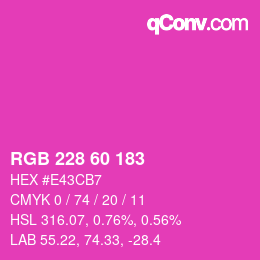 カラーコード: RGB 228 60 183 | qconv.com