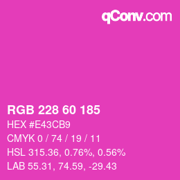 カラーコード: RGB 228 60 185 | qconv.com