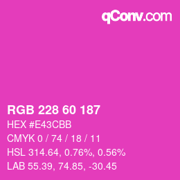 カラーコード: RGB 228 60 187 | qconv.com