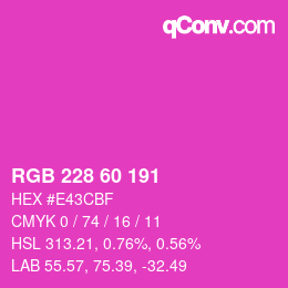 カラーコード: RGB 228 60 191 | qconv.com