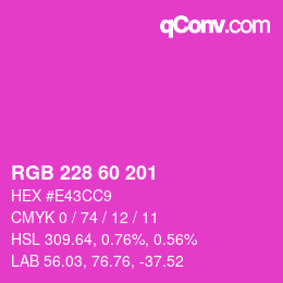 カラーコード: RGB 228 60 201 | qconv.com