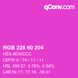 カラーコード: RGB 228 60 204 | qconv.com