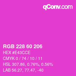 カラーコード: RGB 228 60 206 | qconv.com