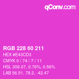 カラーコード: RGB 228 60 211 | qconv.com