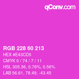カラーコード: RGB 228 60 213 | qconv.com