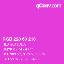 カラーコード: RGB 228 60 218 | qconv.com