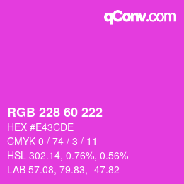 カラーコード: RGB 228 60 222 | qconv.com