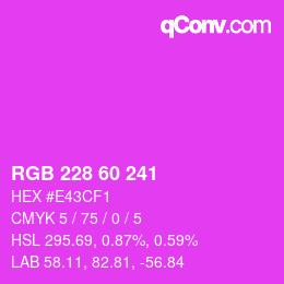 颜色代码: RGB 228 60 241 | qconv.com