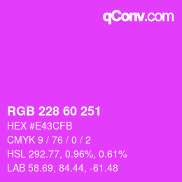 カラーコード: RGB 228 60 251 | qconv.com
