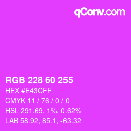 カラーコード: RGB 228 60 255 | qconv.com